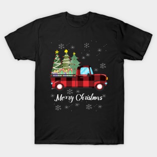 Merry Christmas Buffalo Truck Tree Red Plaid For Men Women T-Shirt